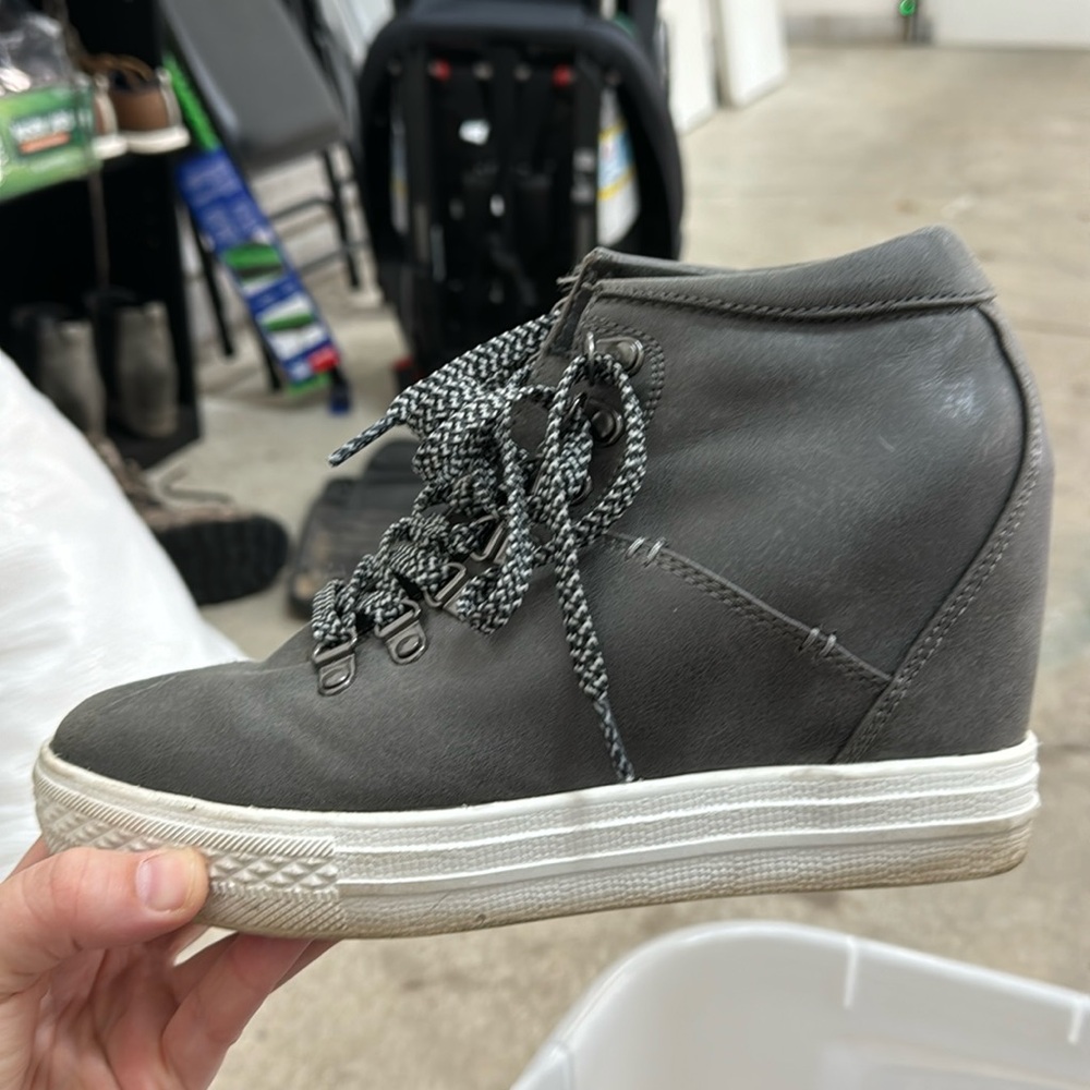 Not Rated Grey Lace Wedge Boot